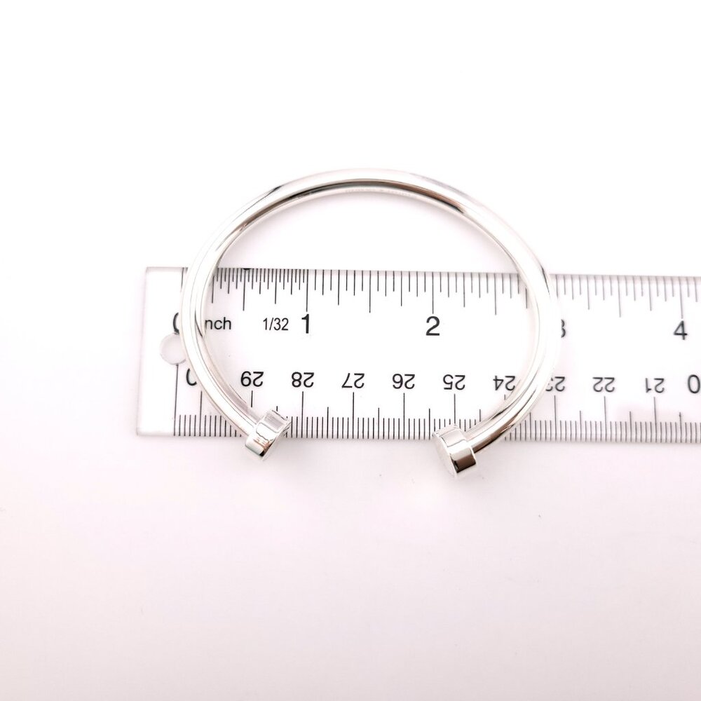 Return To Tiffany & Co. Sterling Silver 5mm Wide Circle Edge Cuff 7" In Bracelet - Picture 6 of 14